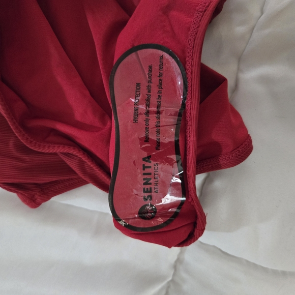 Senita Athletics Red One Piece Swimsuit with Scoop Neckline CALLOUT BELOW - Picture 4 of 4